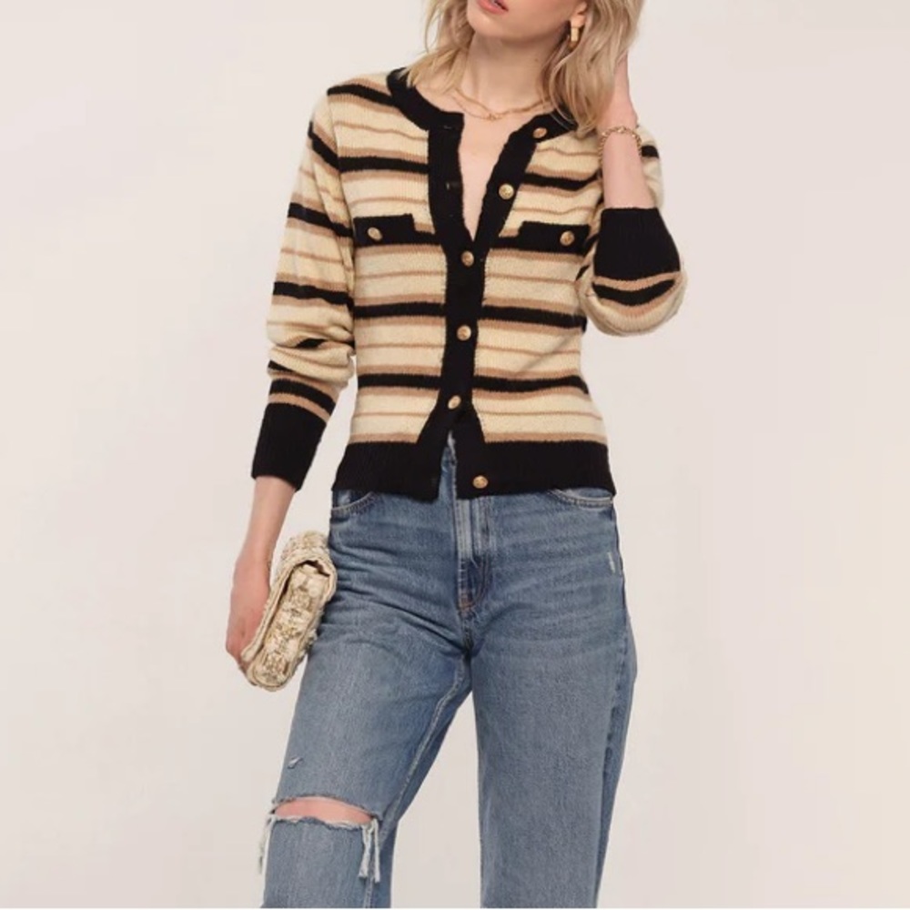 Heartloom Black and Tan Striped Cardigan never worn can - Picture 2 of 10